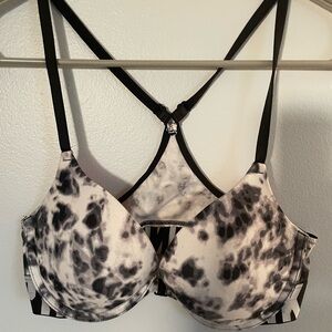 PINK Victoria's Secret Black and White Tie-Dye Bra size 34C